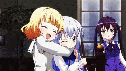 anime girls hugging